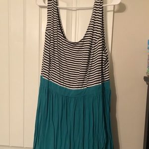 Cute black striped dress with turquoise bottom